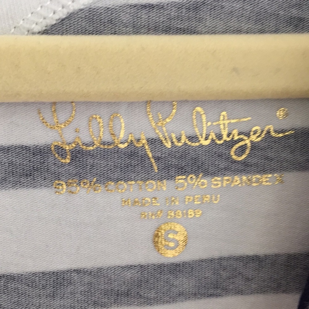 Lilly Pulitzer navy blue/white stripe 3/4 sleeve - Picture 4 of 5